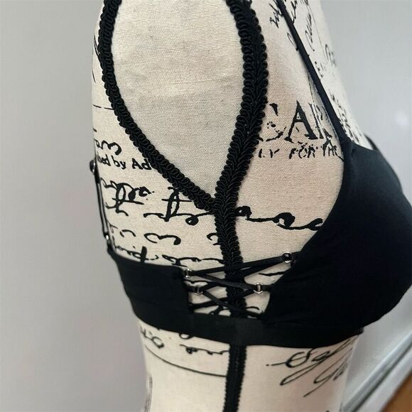 Aerie Women's Black Strappy Bralette Size Standard xl Adjustable Straps - Picture 2 of 9